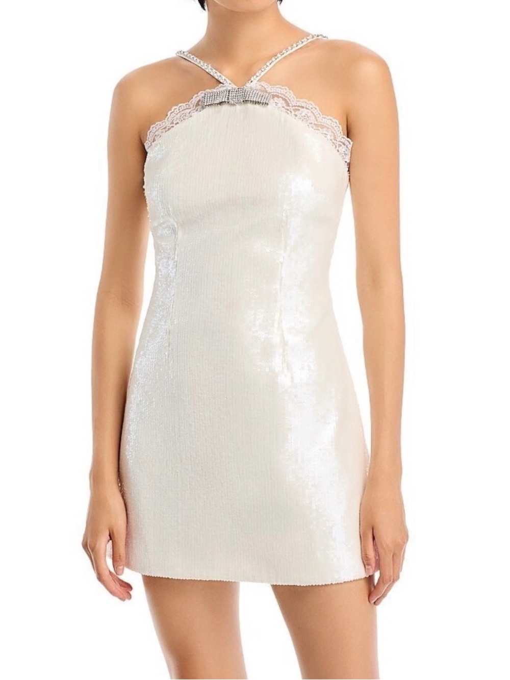 Self Portrait Sparkle Halter Mini Dress